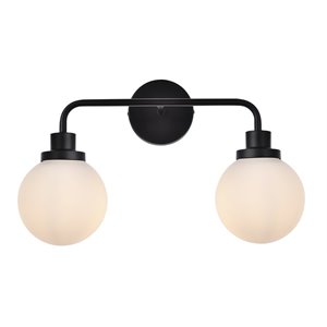 living district hanson 2-light metal bath sconce in black and frosted