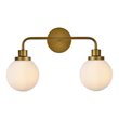 Living District Hanson 2-Light Metal Bath Sconce in Brass and Frosted