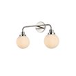 Living District Hanson 2-Light Metal Bath Sconce in Polished Nickel and Frosted