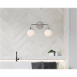 Living District Hanson 2-Light Metal Bath Sconce in Polished Nickel and Frosted