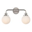Living District Hanson 2-Light Metal Bath Sconce in Polished Nickel and Frosted