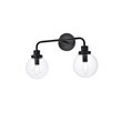 Living District Hanson 2-Light Metal Bath Sconce in Black and Clear