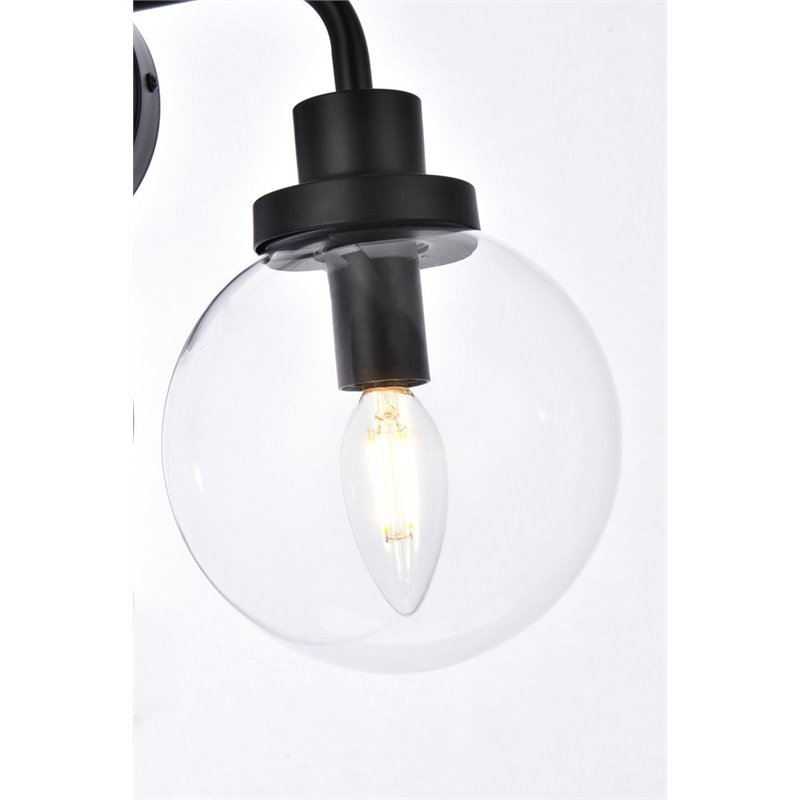 Living District Hanson 2-Light Metal Bath Sconce in Black and Clear