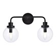Living District Hanson 2-Light Metal Bath Sconce in Black and Clear