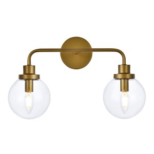 Living District Hanson 2-Light Metal Bath Sconce in Brass and Clear