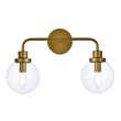 Living District Hanson 2-Light Metal Bath Sconce in Brass and Clear