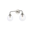 Living District Hanson 2-Light Metal Bath Sconce in Polished Nickel and Clear