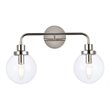 Living District Hanson 2-Light Metal Bath Sconce in Polished Nickel and Clear