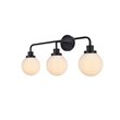 Living District Hanson 3-Light Metal Bath Sconce in Black and Frosted