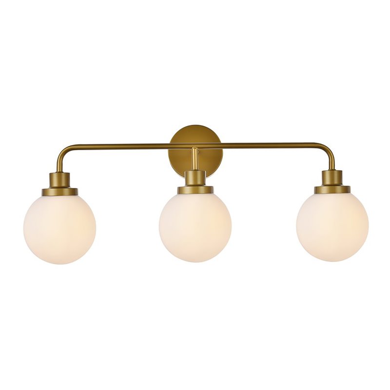 Living District Hanson 3-Light Metal Bath Sconce in Brass and Frosted