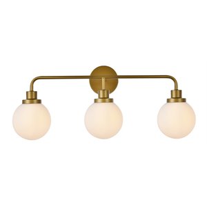 Living District Hanson 3-Light Metal Bath Sconce in Brass and Frosted