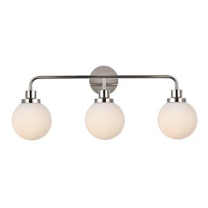 Living District Hanson 3-Light Metal Bath Sconce in Polished Nickel and Frosted