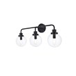 Living District Hanson 3-Light Metal Bath Sconce in Black and Clear