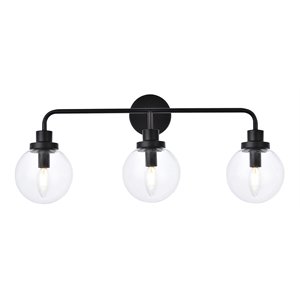 Living District Hanson 3-Light Metal Bath Sconce in Black and Clear