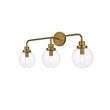 Living District Hanson 3-Light Metal Bath Sconce in Brass and Clear