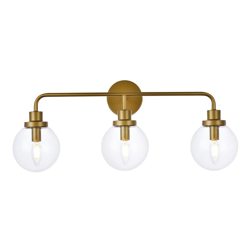 Living District Hanson 3-Light Metal Bath Sconce in Brass and Clear