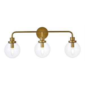 Living District Hanson 3-Light Metal Bath Sconce in Brass and Clear