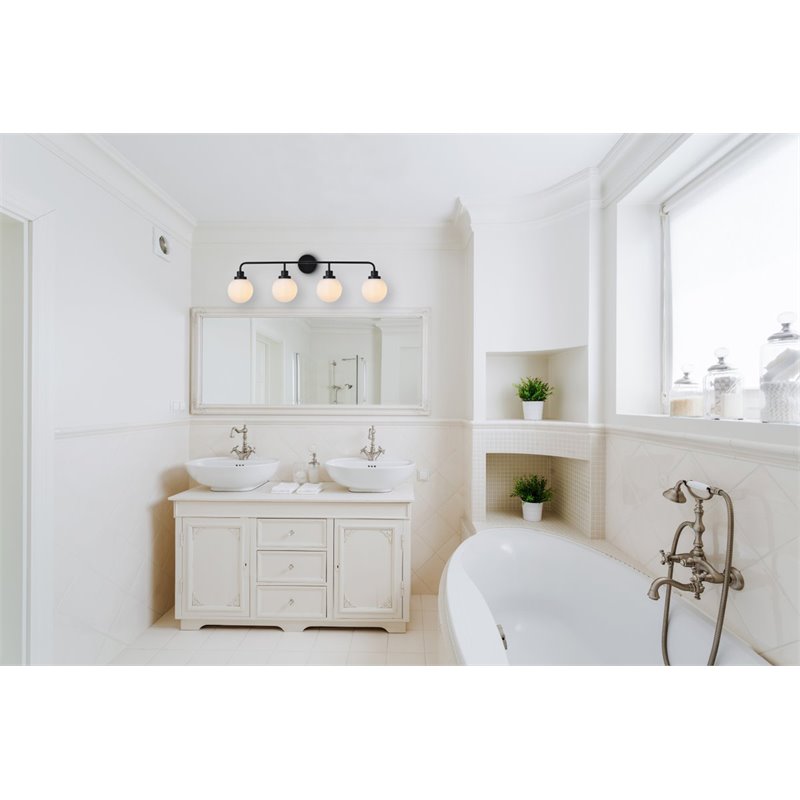 Living District Hanson 4-Light Metal Bath Sconce in Black and Frosted