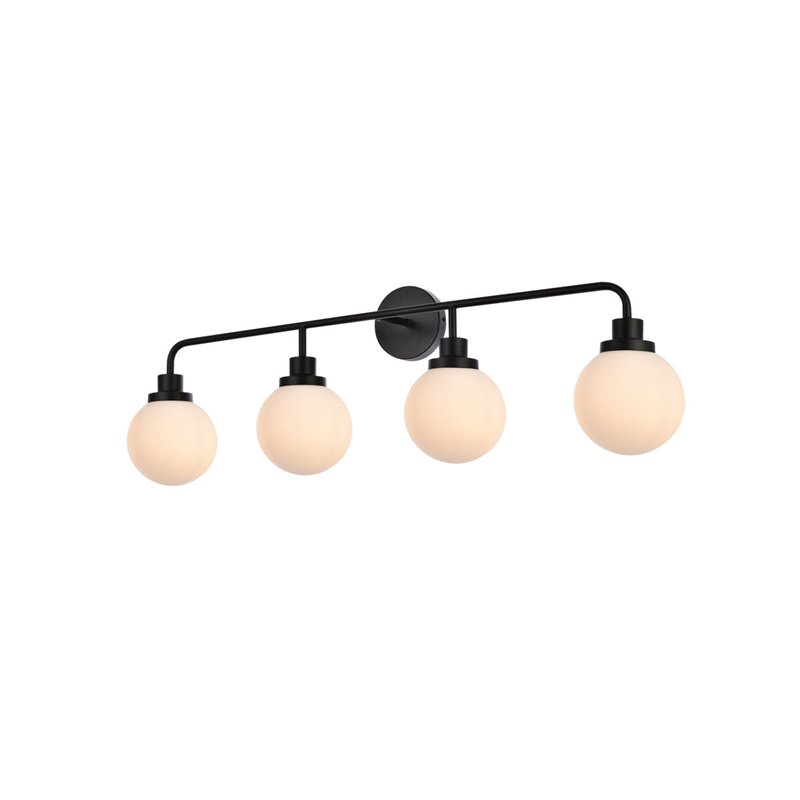 Living District Hanson 4-Light Metal Bath Sconce in Black and Frosted