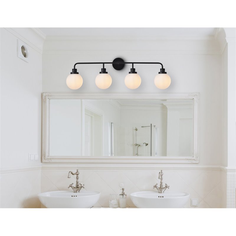 Living District Hanson 4-Light Metal Bath Sconce in Black and Frosted