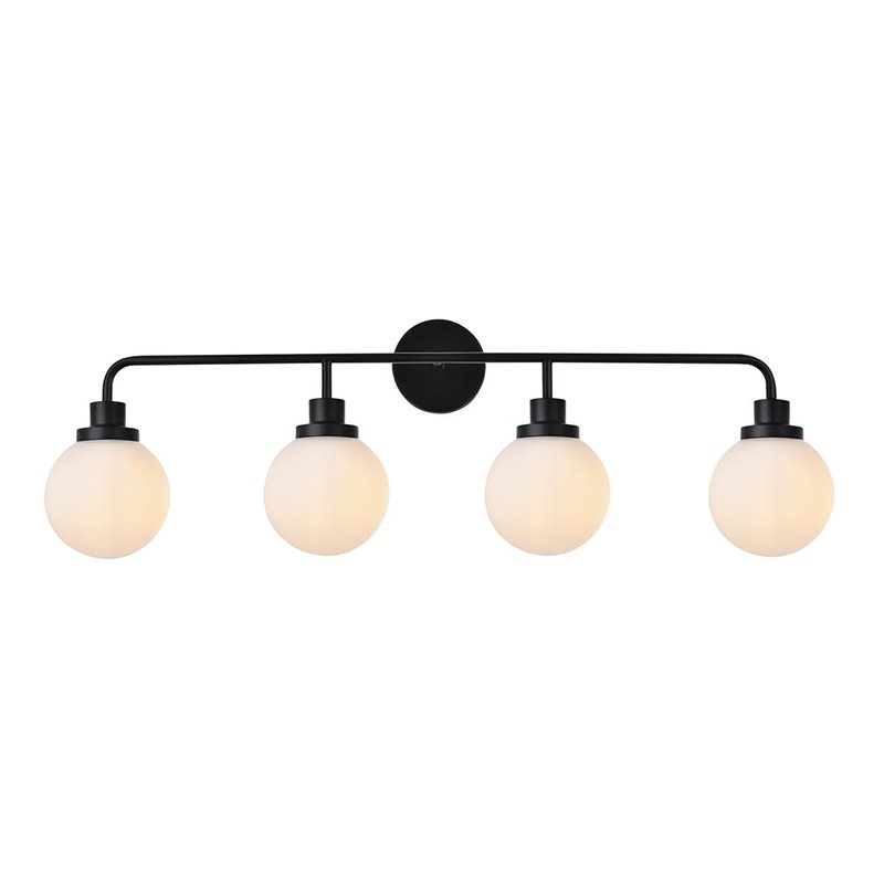 Living District Hanson 4-Light Metal Bath Sconce in Black and Frosted