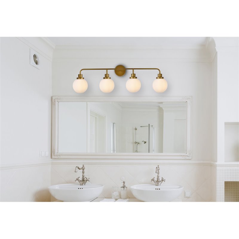 Living District Hanson 4-Light Metal Bath Sconce in Brass and Frosted