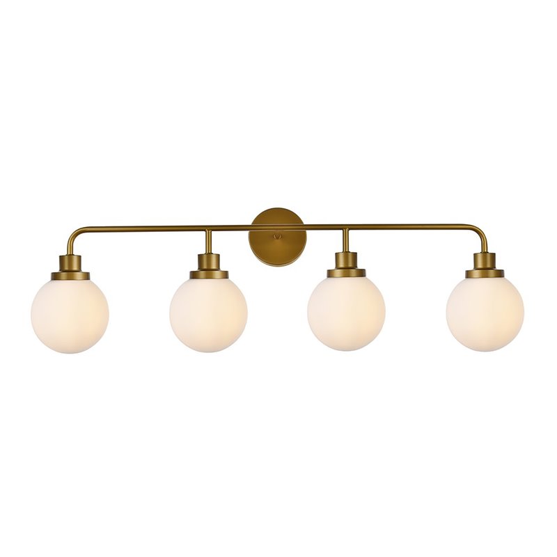 Living District Hanson 4-Light Metal Bath Sconce in Brass and Frosted