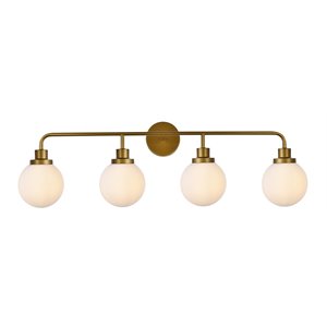Living District Hanson 4-Light Metal Bath Sconce in Brass and Frosted