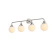 Living District Hanson 4-Light Metal Bath Sconce in Polished Nickel and Frosted