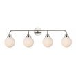 Living District Hanson 4-Light Metal Bath Sconce in Polished Nickel and Frosted