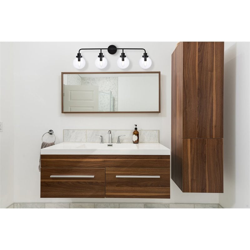 Living District Hanson 4-Light Metal Bath Sconce in Black and Clear