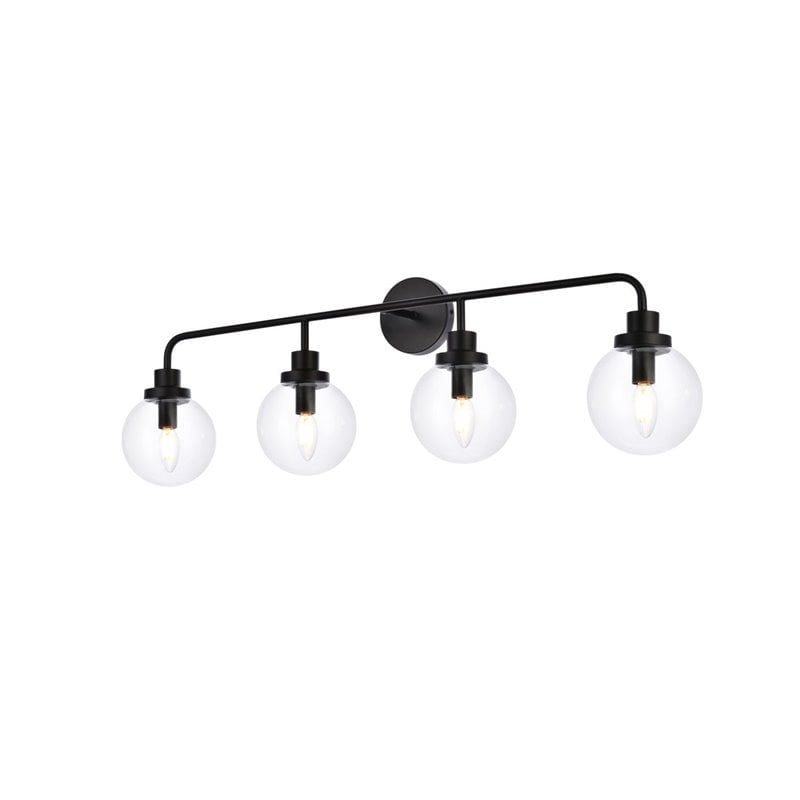 Living District Hanson 4-Light Metal Bath Sconce in Black and Clear