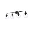 Living District Hanson 4-Light Metal Bath Sconce in Black and Clear