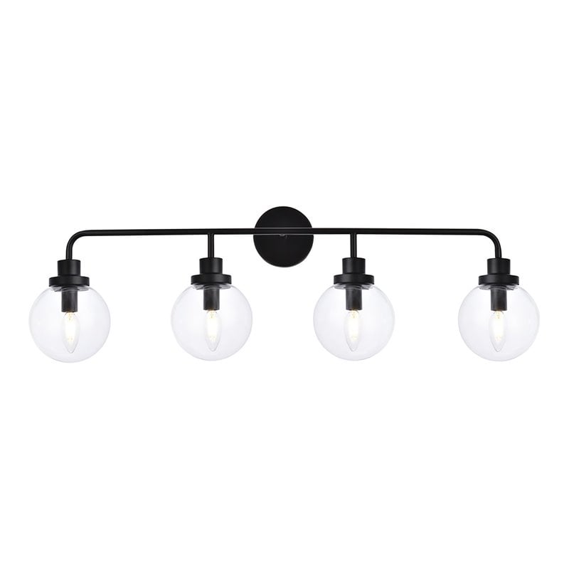 Living District Hanson 4-Light Metal Bath Sconce in Black and Clear