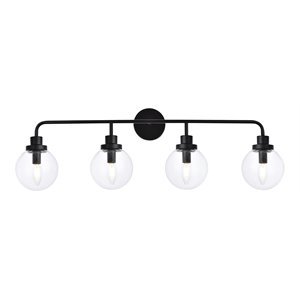 Living District Hanson 4-Light Metal Bath Sconce in Black and Clear