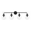 Living District Hanson 4-Light Metal Bath Sconce in Black and Clear