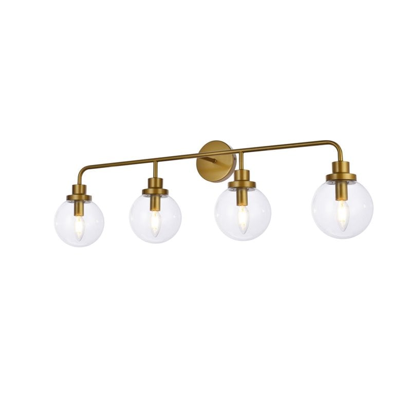 Living District Hanson 4-Light Metal Bath Sconce in Brass and Clear