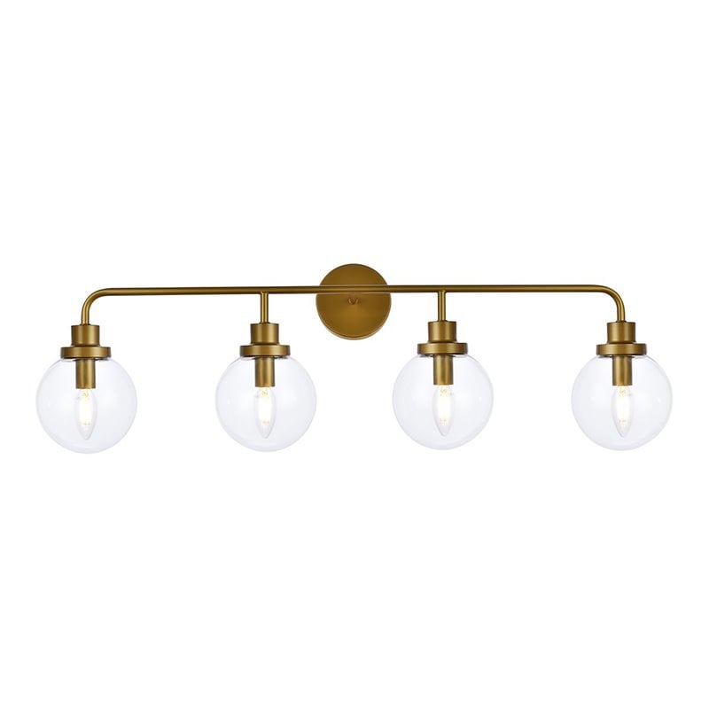 Living District Hanson 4-Light Metal Bath Sconce in Brass and Clear