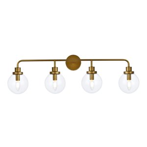 Living District Hanson 4-Light Metal Bath Sconce in Brass and Clear