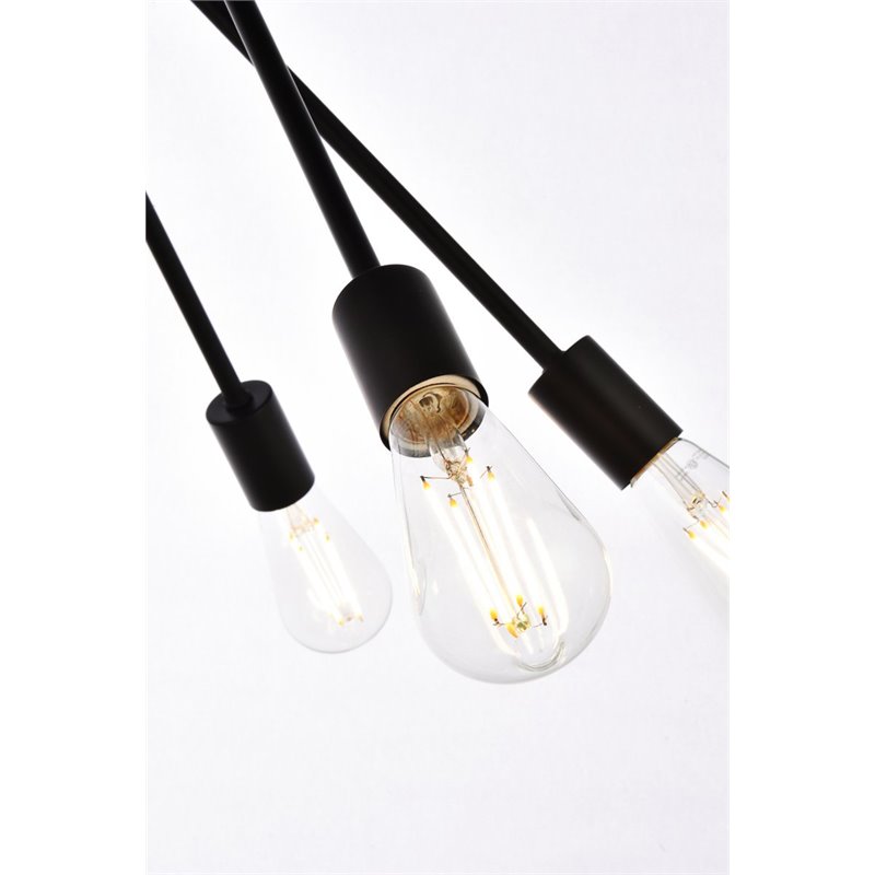 Living District Lucca 6-Light Mid-Century Metal Pendant in Black