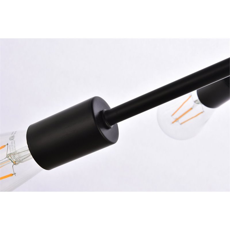 Living District Lucca 6-Light Mid-Century Metal Pendant in Black
