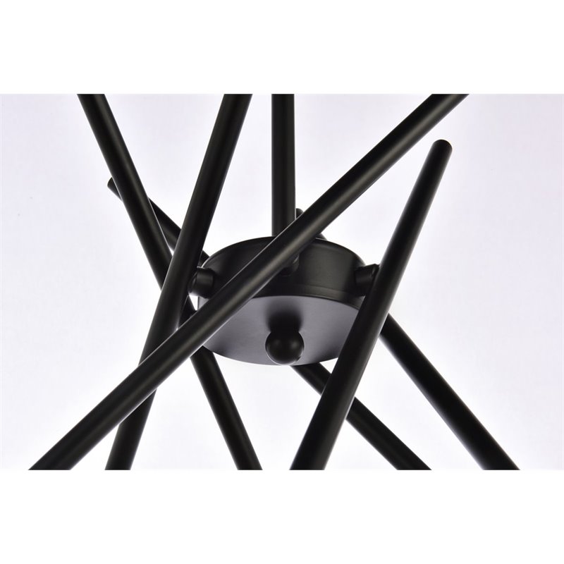 Living District Lucca 6-Light Mid-Century Metal Pendant in Black