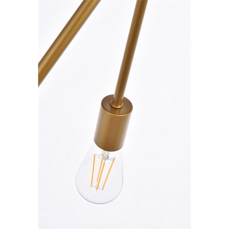 Living District Lucca 6-Light Mid-Century Metal Pendant in Brass