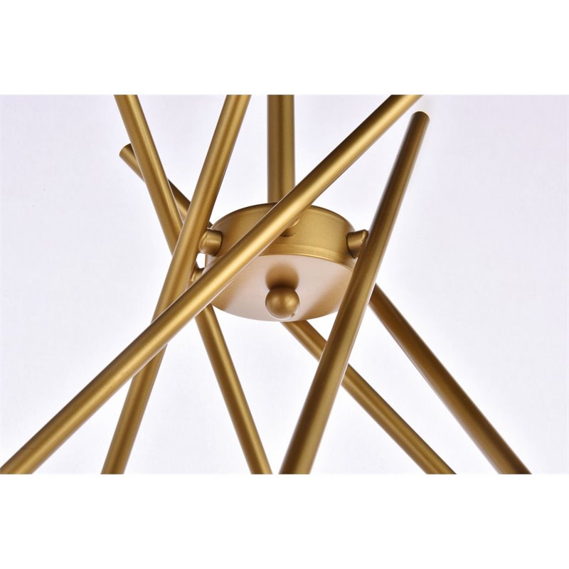 Living District Lucca 6-Light Mid-Century Metal Pendant in Brass