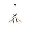 Living District Lucca 6-Light Mid-Century Metal Pendant in Black and Brass