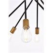 Living District Lucca 6-Light Mid-Century Metal Pendant in Black and Brass