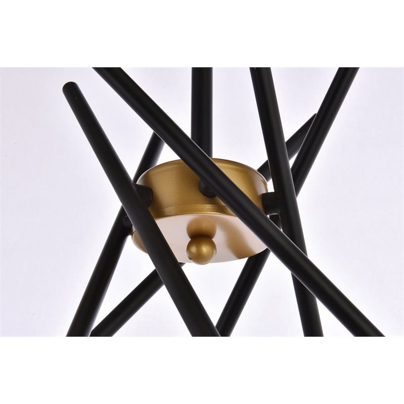 Living District Lucca 6-Light Mid-Century Metal Pendant in Black and Brass