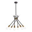 Living District Lucca 6-Light Mid-Century Metal Pendant in Black and Brass