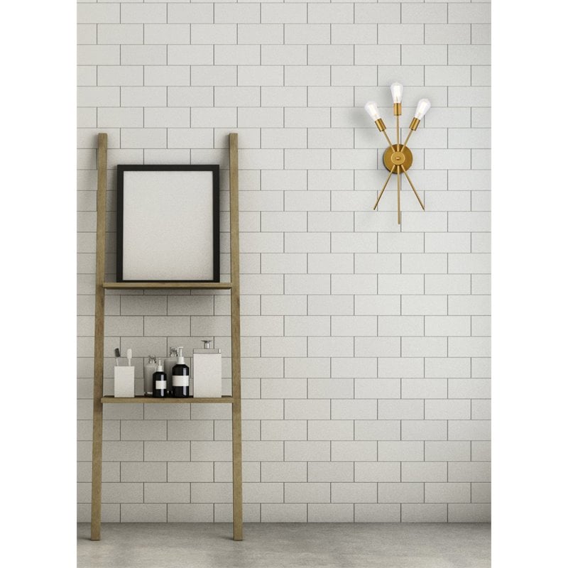 Living District Lucca 3-Light Mid-Century Metal Bath Sconce in Brass