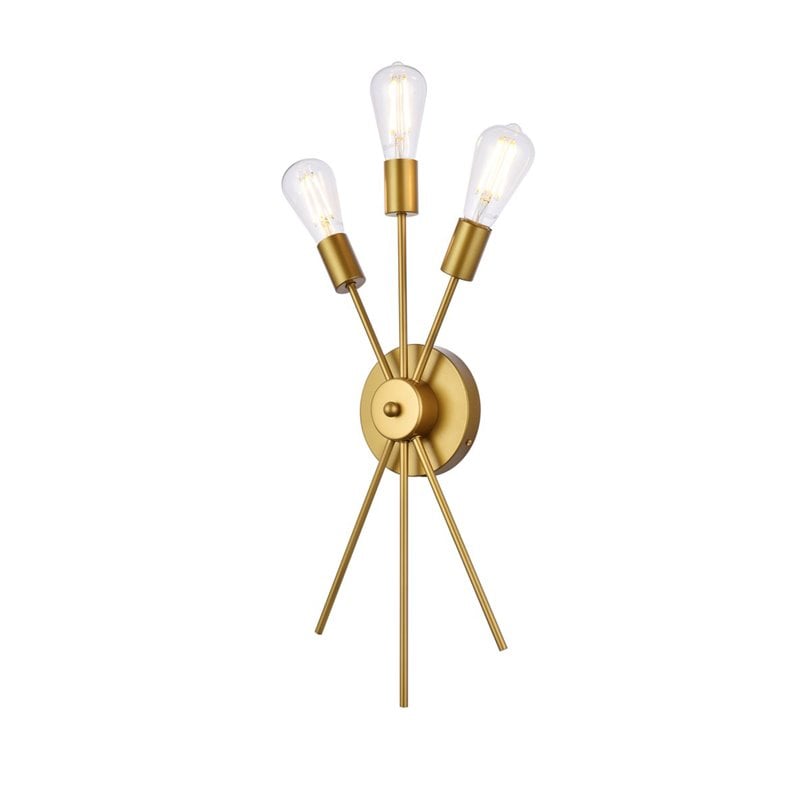 Living District Lucca 3-Light Mid-Century Metal Bath Sconce in Brass